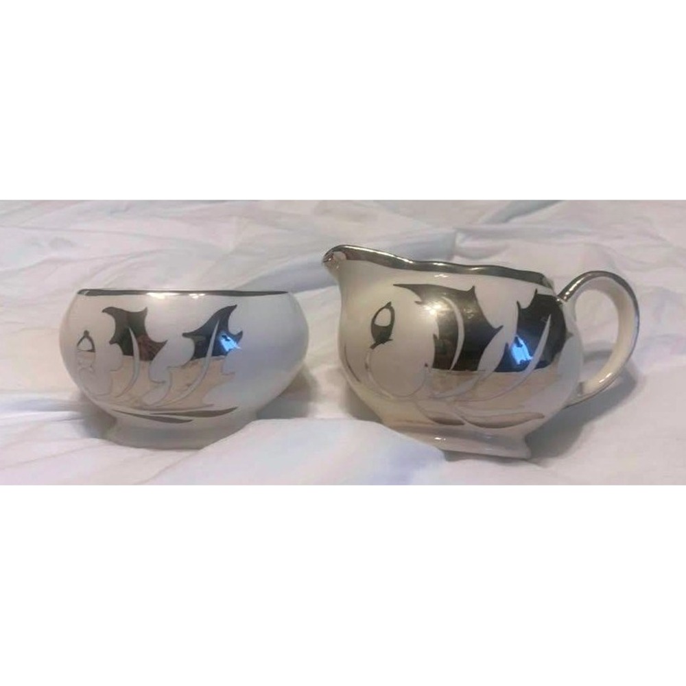 Vintage Sandland Ware Silver Luster Cream & Sugar Set –  1950s Staffordshire